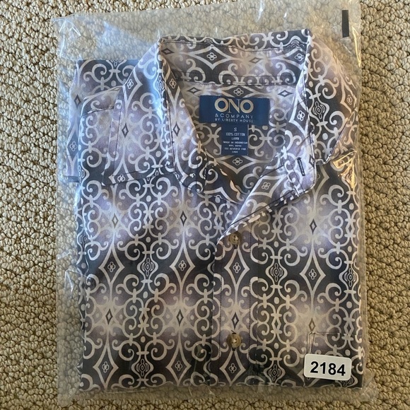 ONO & Company by Liberty House Purple Aloha Hawaiian Collared Shirt Men S Small - Picture 5 of 5